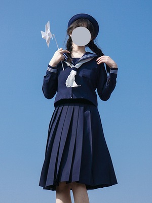 山川社JKオールブルージッパーJKベースーツオリジナル正統スカート三本学院風制服