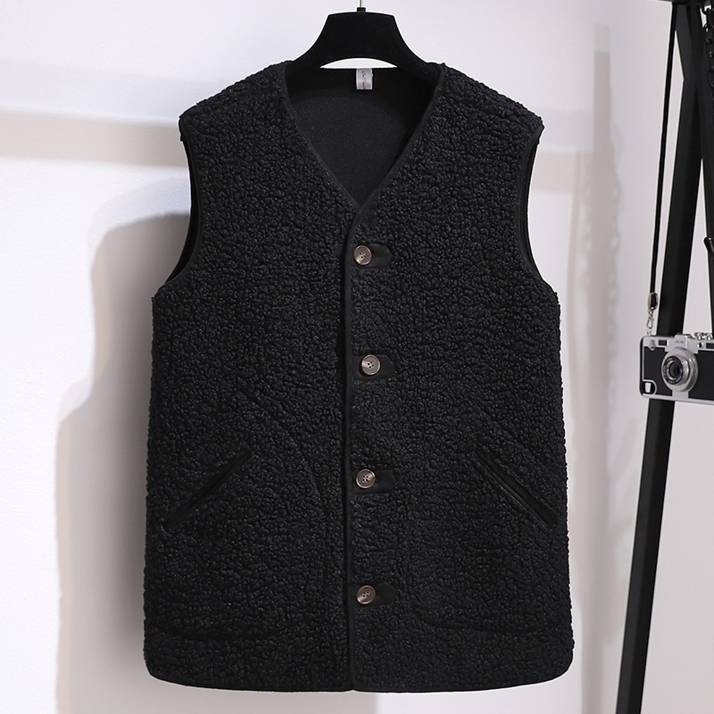 ボアベスト トップス ベスト カジュアル ブラック 黒 ブラウン 茶色 アプリコット レギュラー丈