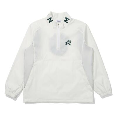 本物Malbon Golf機能性ハイブリッドアノラックジャケット オフホワイト（メンズ）