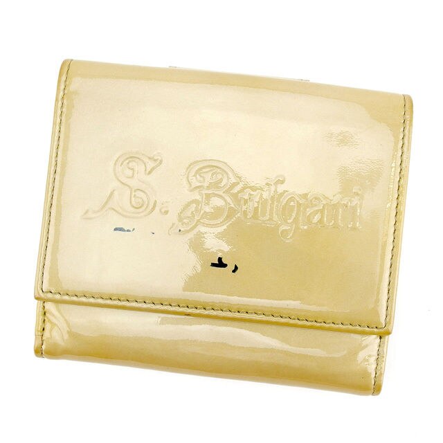 Wホック財布 二つ折り財布 ベージュ 中古