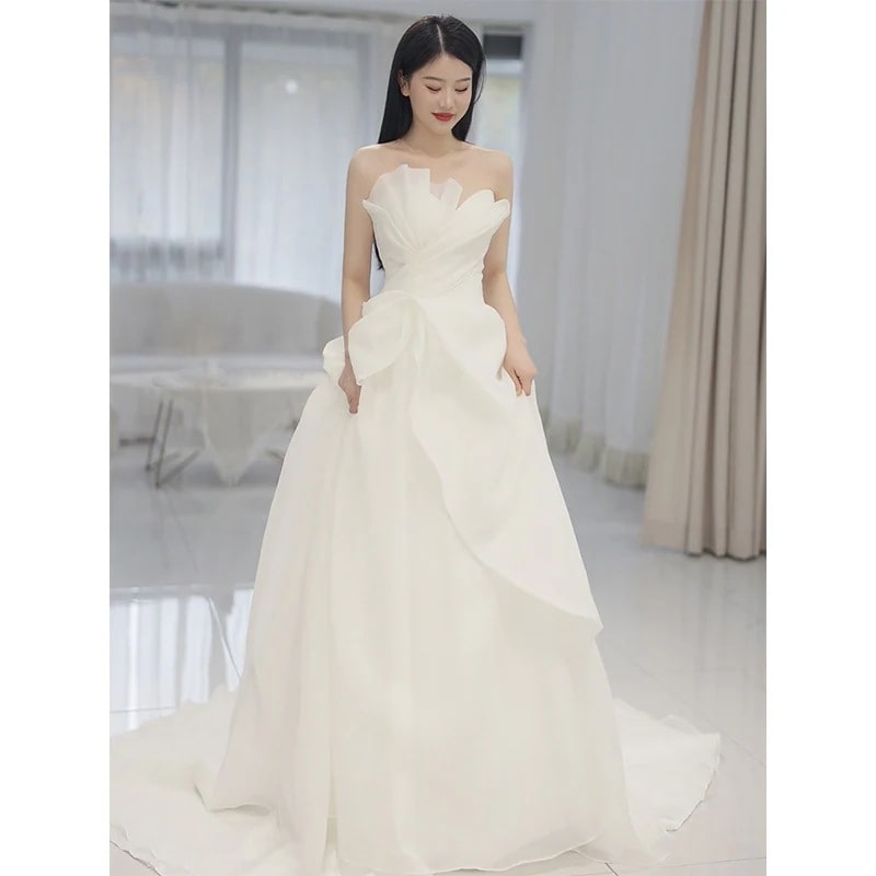 上品パーティードレス2024作高級感花嫁ロングドレス結婚式ワンピース二次会ドレス花嫁結婚式ドレス結婚式お呼ばれロングドレスウェディングドレス白