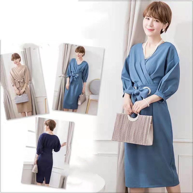 パーティードレス 結婚式 ワンピース大きいサイズ 20代 30代 40代 フォーマル 長袖 七分袖