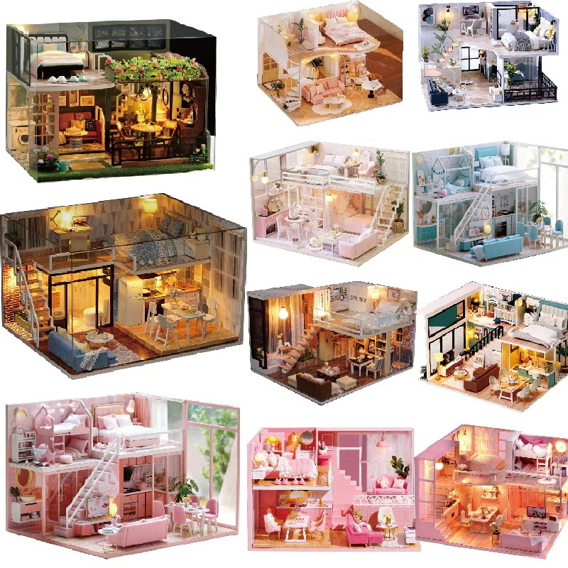 ミニチュア 二階建て セットDIY 木製ドールハウス 手作りキット キット ミニチュアハウス ミニチュア ミニチュアコ