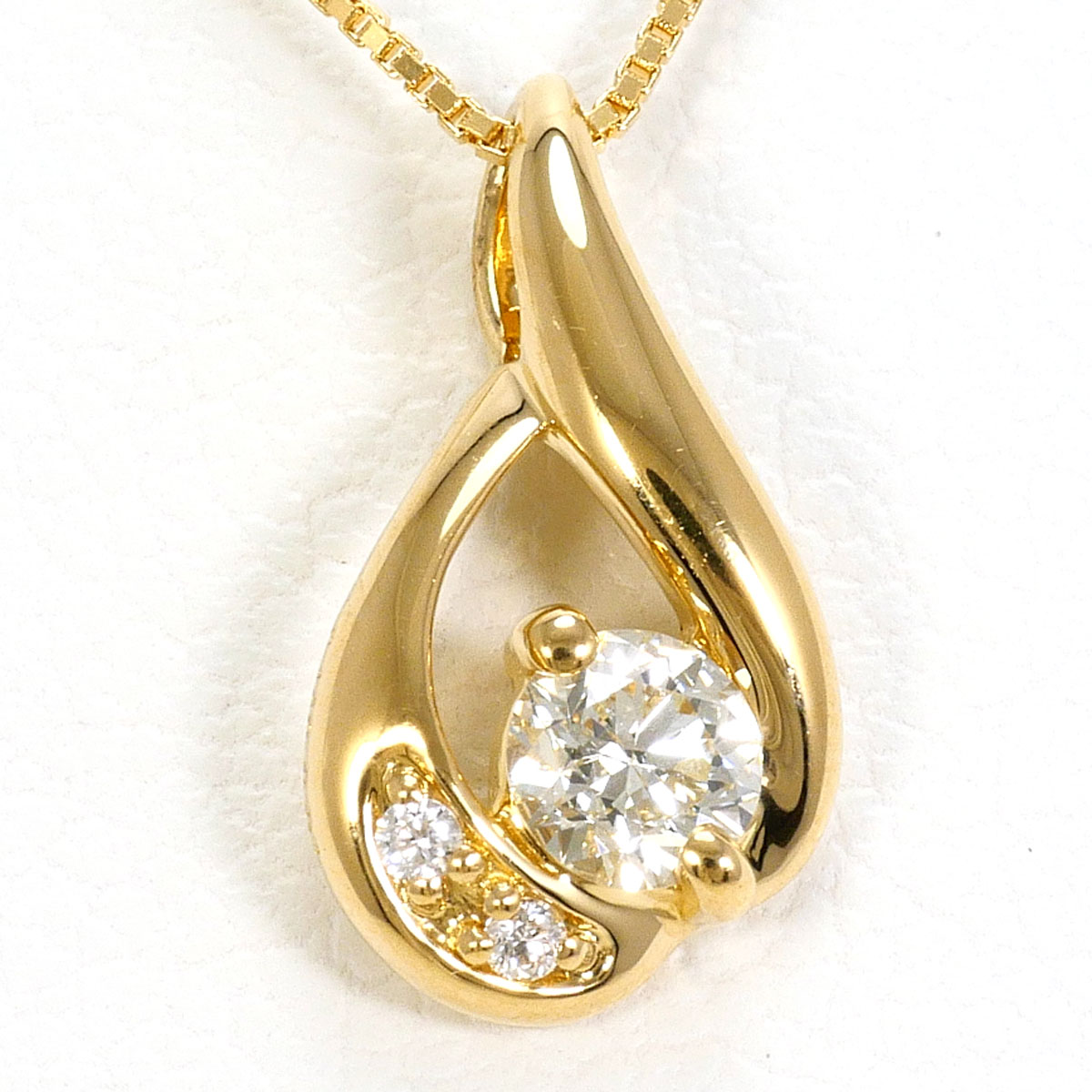 K18 18金 YG イエローゴールド ネックレス ダイヤモンド 0.140ct ダイヤモンド 0.01ct 総重量約1.7g 約40cm 中古