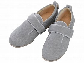 徳武産業 あゆみシューズ 介護靴 施設用 ダブルマジックIII 3E グレー 両足Lサイズ 1097