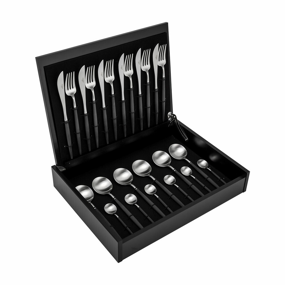 カトラリー ゴア 24本セット ディナー ナイフ フォークスプーン ティースプーン ブラック
