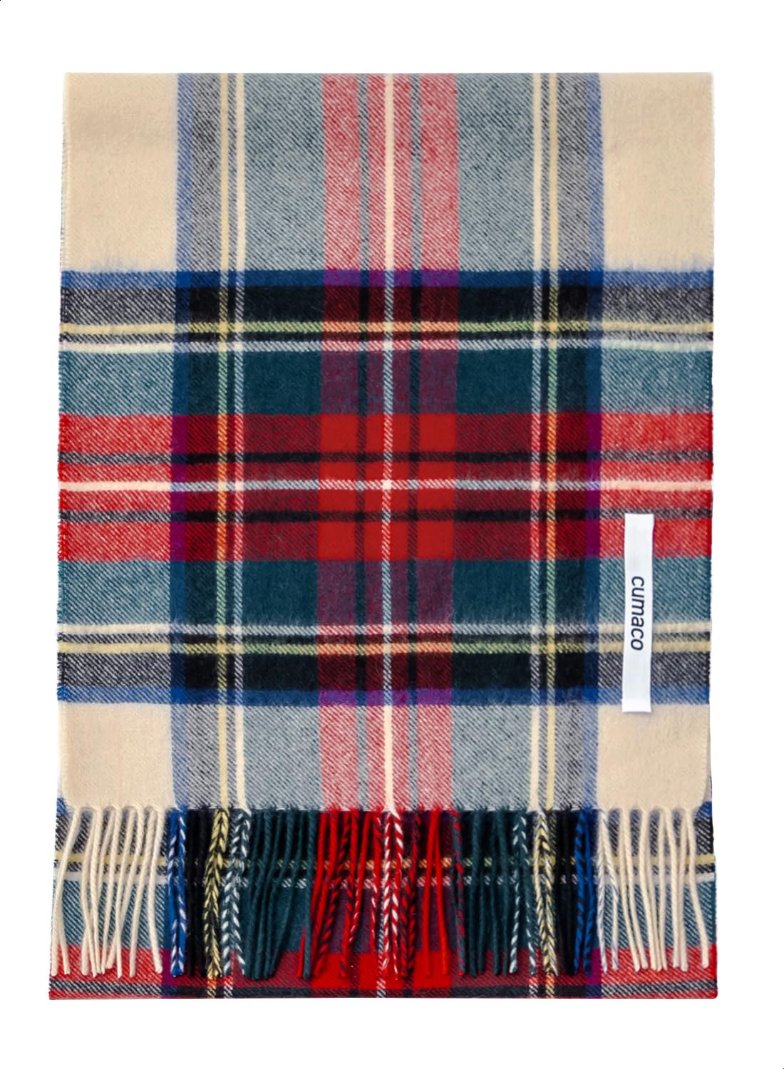 [cumaco] カシミヤ100% チェック マフラー クラシックベージュ ユニセックス レディース メンズ カシミヤマフラー カシミア カシミアマフラー ストール ブランド 185cm×30cm C