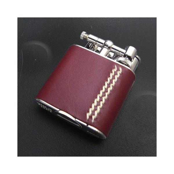 DUNHILL オイルライター /赤レザー・ユニーク・革巻きQL3005