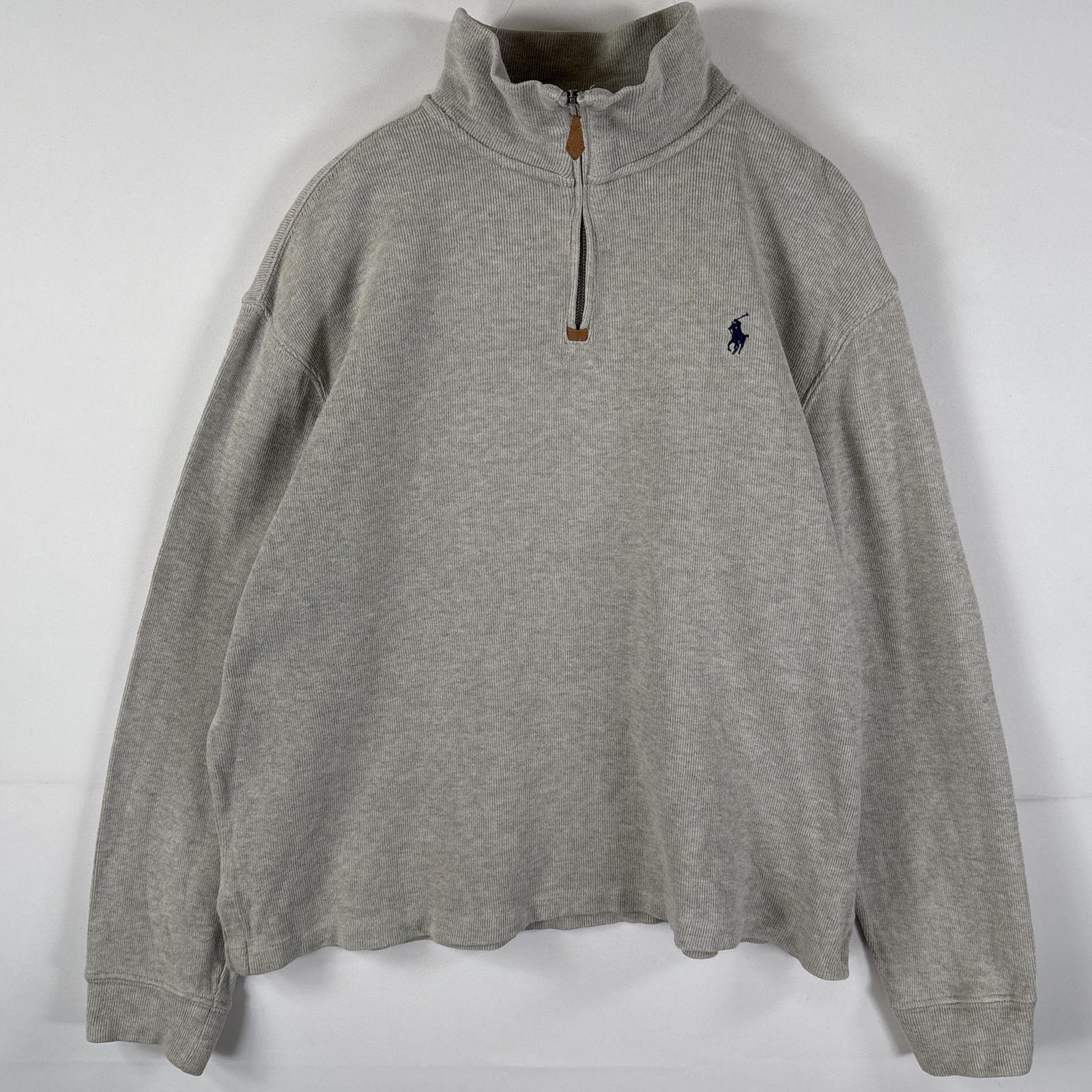 古着 90s～00s/90年代～00年代 ポロバイラルフローレン Polo by Ralph Lauren コットンニット ハーフジップ M グレー メンズ