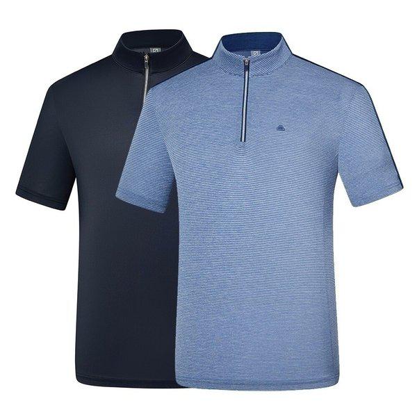 メンズ夏冷感素材ジップアップ半袖Tシャツデンク(男) KTT4857M