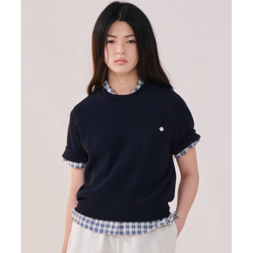 COVERNAT 女性用ラウンドブックル半袖ニットネイビー 9,337円