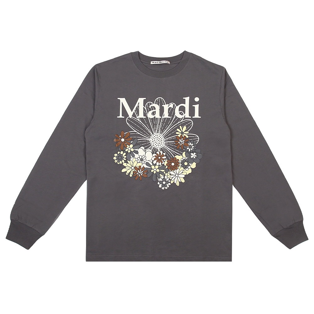 TSHIRT LONG SLEEVE FLOWERMARDI JARDIN CHARCOAL IVORY ロンT 長袖Tシャツ ロングTシャツ 長袖カットソー レディース 韓国 ファッション アパレル