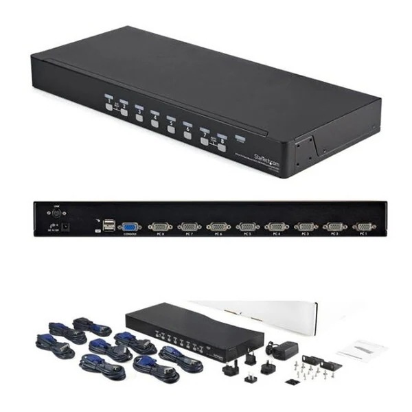 StarTech SV831DUSBUK ブラック [1Uラックマウント対応型 8ポート シングルVGAディスプレイ対応USB接続KVMスイッチ] メーカー直送