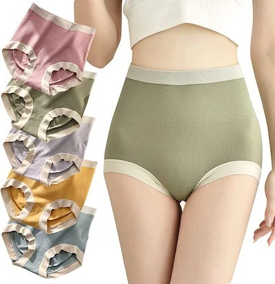 工ガ割-ショーツ レディース 5点セット 深め ハイウエスト 深ばき 柔らか 締め付けない ヒップライン 美尻