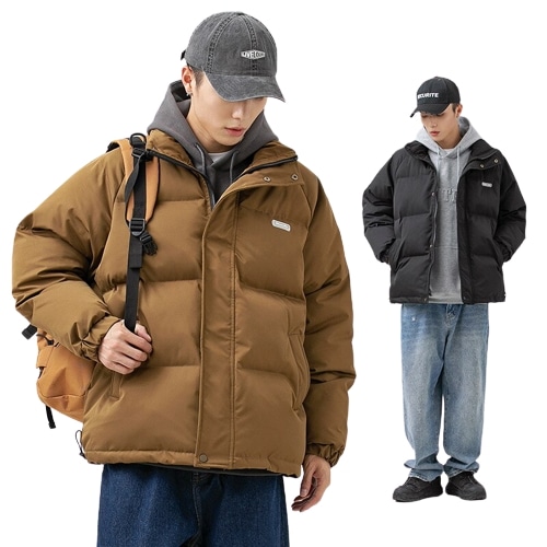 綿服男性冬立襟ゆったりパン服純色カップル綿入れコート男高街綿衣