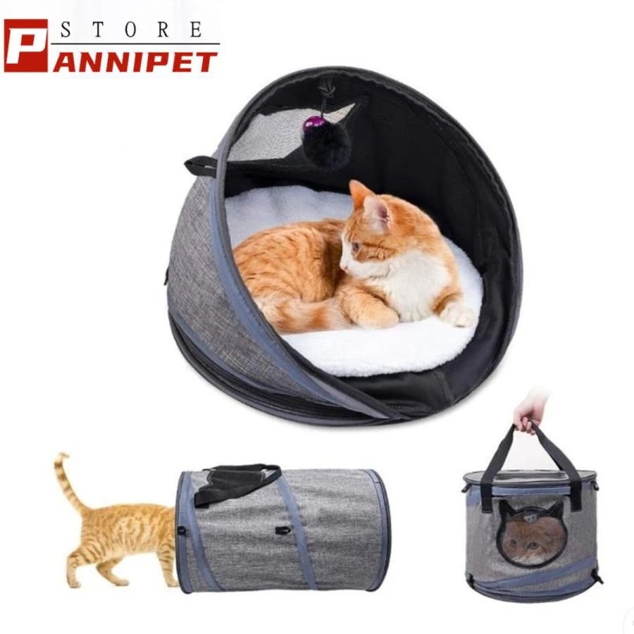 ペットキャリーバッグ 猫キャリー 猫ベッド トンネル 3IN1多機能 折りたたみ可 携帯しやすい 通気性 旅行 通院 アウトドア お出かけバック