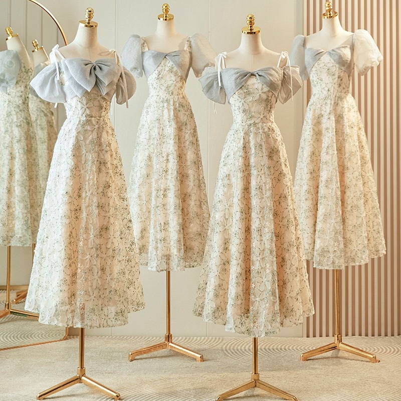 女性のためのハイエンドのブライズメイドドレス2024は通常小さな人向けの春の緑の姉妹グループドレススカートを着用できます