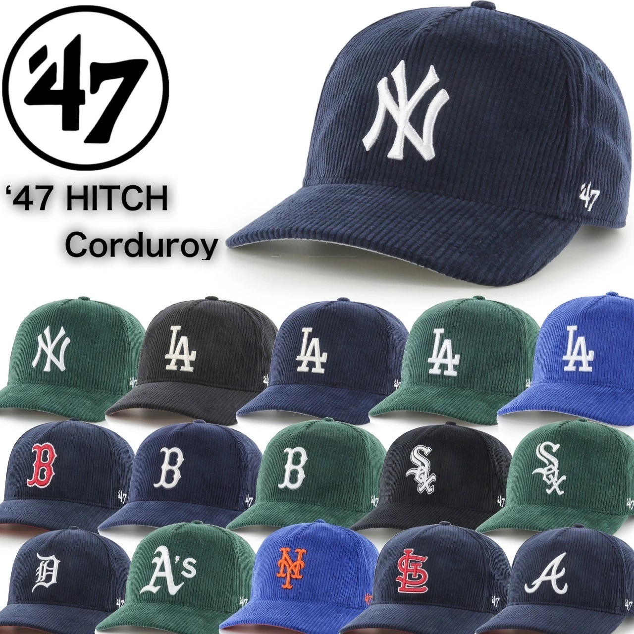 47 フォーティーセブン ブランド HITCH キャップ コーデュロイ 帽子 ヒッチ 刺繍ロゴ 暖か メンズ レディース 野球帽 野球チーム 47BRAND HITCH CORDUROY 4,752円