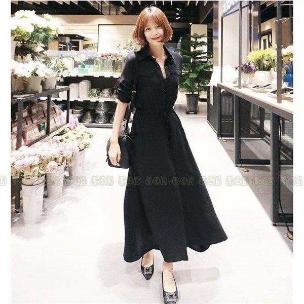 マキシワンピース レディース 春 シャツワンピース ロング丈 黒 ロングシャツワンピース 長袖 ロングワンピース リボン付き ゆったり 体型カバー 大人 30代 40代