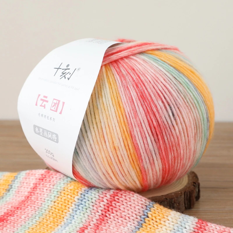 全15色 50個入りセット 毛糸 绵糸 卸売り ニット たわし糸 DIY INS 秋冬 絞り染 カラフル アクリル繊維 セーター マフラー ハンドメイド プレゼント 柔らかい 可愛い 編み物毛糸