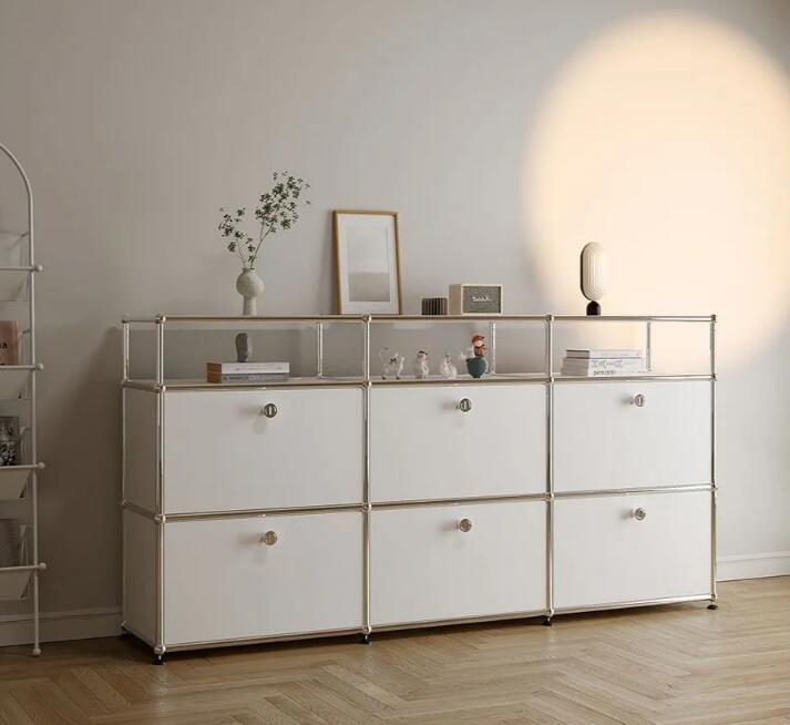 大きい収納棚 モジュールタイプ 扉付き収納ラック　ダイニングサイドキャビネットステンレステレビキャビネット現代シンプルins収納キャビネット家庭用ロッカー 大きいサイズ