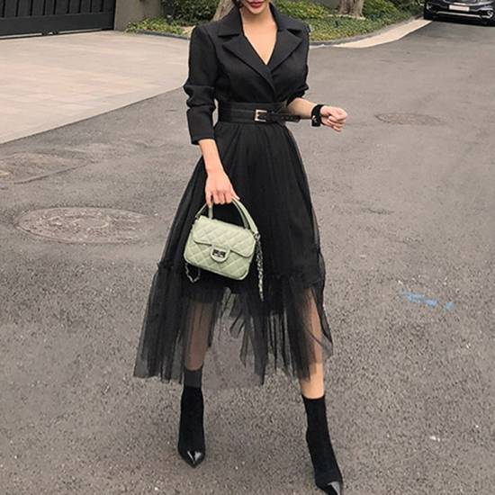 大ヒット 大きいサイズ パーティードレス 大きいサイズ ワンピース ドレス 女子会 長袖 Vネック ブラックドレス レース ミモレ丈 フレア 20代 30代 春 秋 大きいサイズ