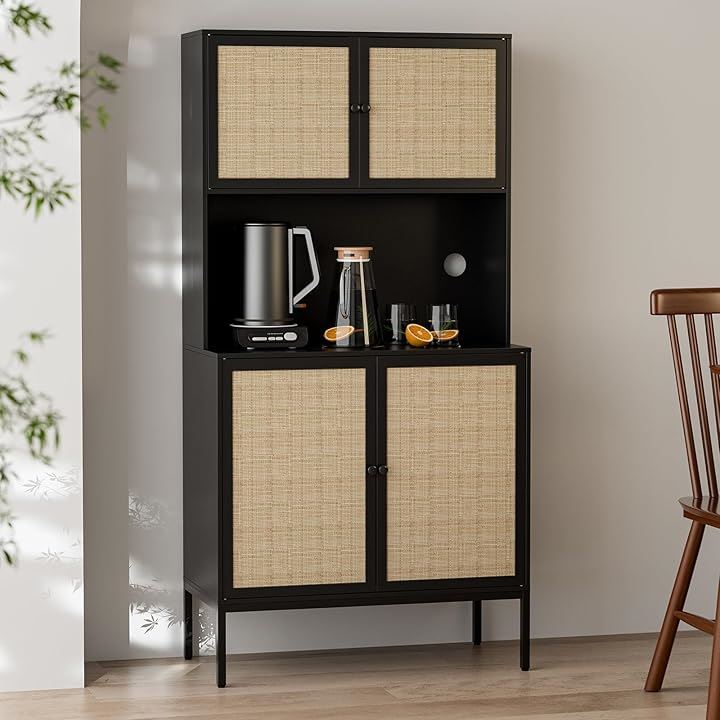 食器棚 キッチンキャビネット キッチンボード サイドボードハイタイプキッチン収納 スリム コンパクト 一人暮らし 食器収納 ミニ 木製 扉 引き出し ミニ食器棚(ブラック, 幅80) 23,800円