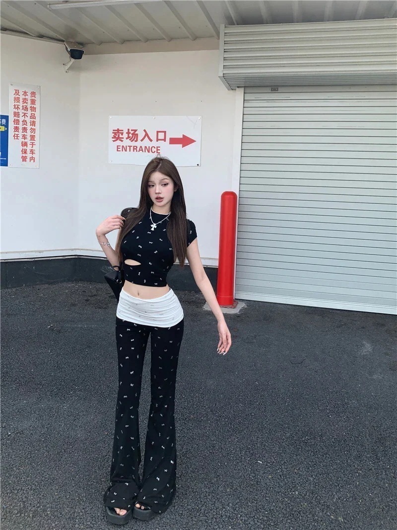 25 Tシャツパンツ 2点セット レディース 半袖 風 タイト ショート丈 トップス フィット感おしゃれトショルダークルーネックカジュアル大人可愛い系トレンド