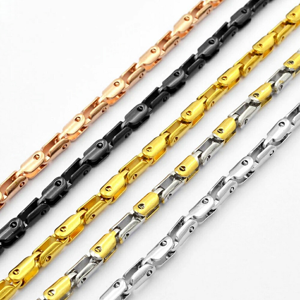サージカルロボステンレスチェーン 太さ3mm 長さ60cm 黒色 金色 銀色 ピンクゴールド ブラック シルバー 鎖 単品 首飾り ネックレス 男性 女性 綺麗 大人 stc00ssn010xx