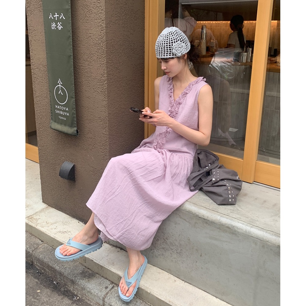 プロミスフリルVネックナシロングドレス