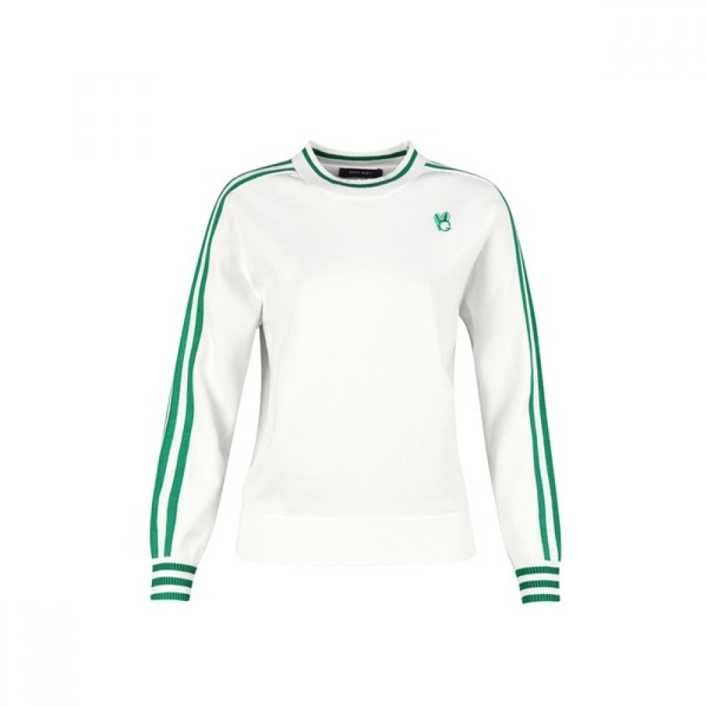 [ラックスゴルフ] ラックスゴルフグリーンクイーンレディースラウンドネックカラーラインロングスリーブゴルフニット GQ25S602W