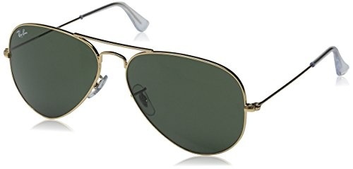 Ray-Ban Womens Original Aviator Sunglasses, Gold/Green, One Size