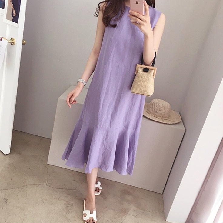 ワンピース フレアワンピース 膝丈 ひざ丈 膝下 ミモレ ミモレ丈 ノースリーブ ラウンドネック フレア セミフレア マーメイド 大人可愛い きれいめ シンプル カジュアル 大人 上品 おしゃれ