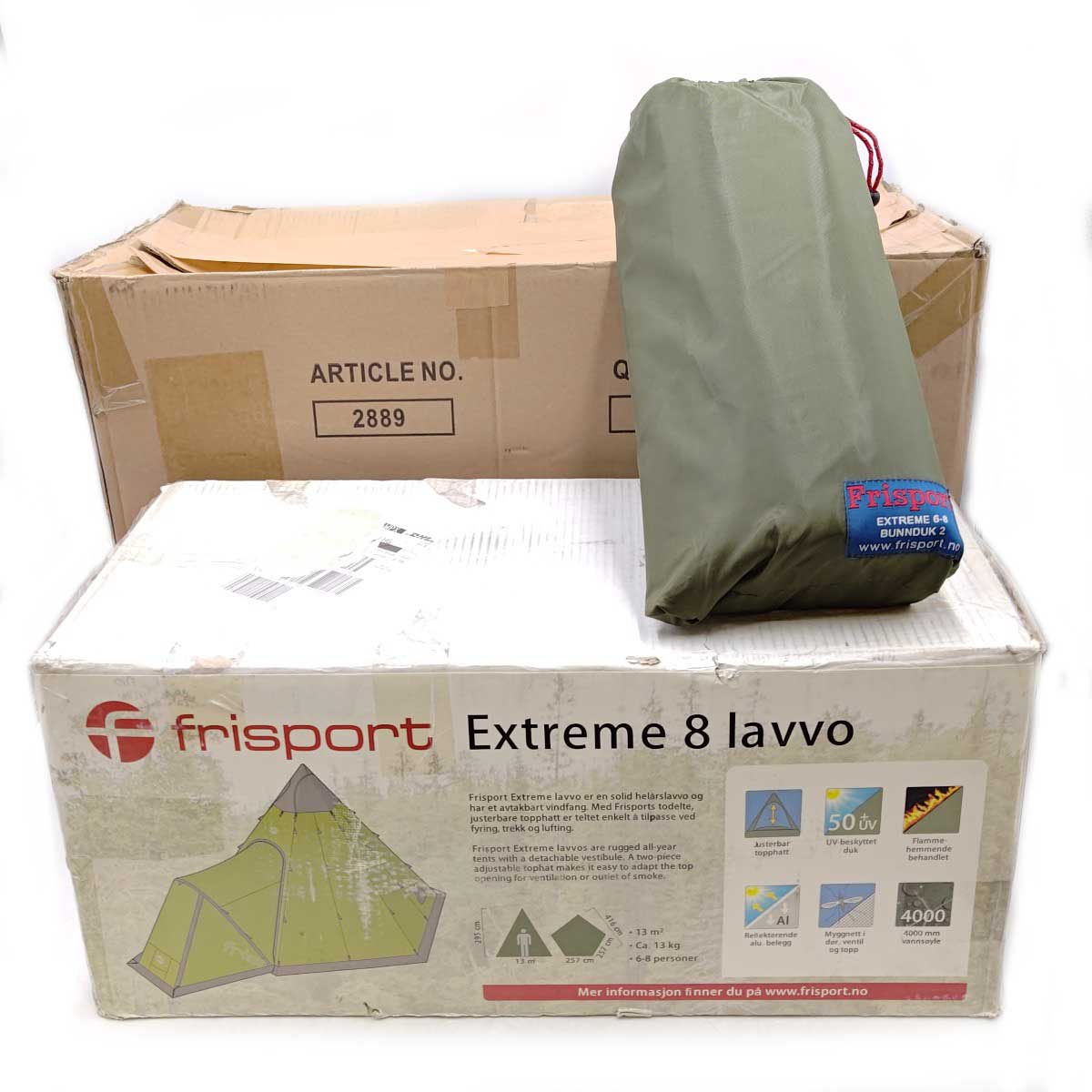 【中古・未使用品】Frisport フリスポート エクストリーム 8 lavvo 8人用ティピーテント 専用薪ストーブ・グランドシート付 ワンポール 焚き火 アウトドア キャンプ