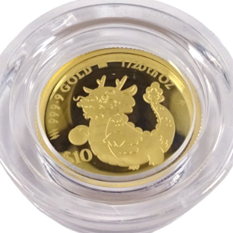 純金コイン 24金 干支 ドラゴン金貨（辰） 1/20オンス 裏面チャールズ3世国王