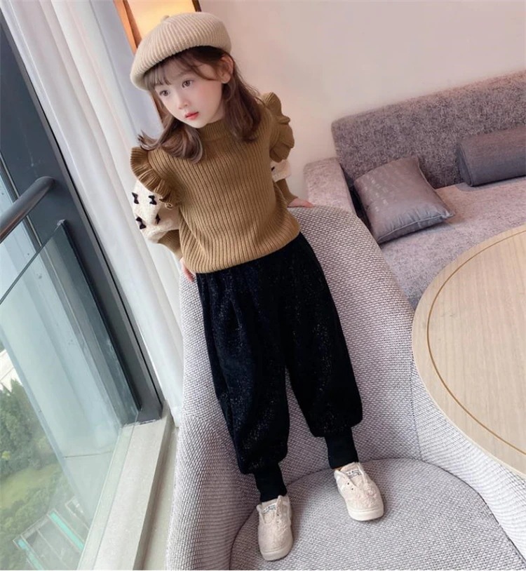 韓国ファッション 秋冬 ガールズ 裏起毛 厚手 子供 コーデュロイ カジュアルパンツ 4,714円