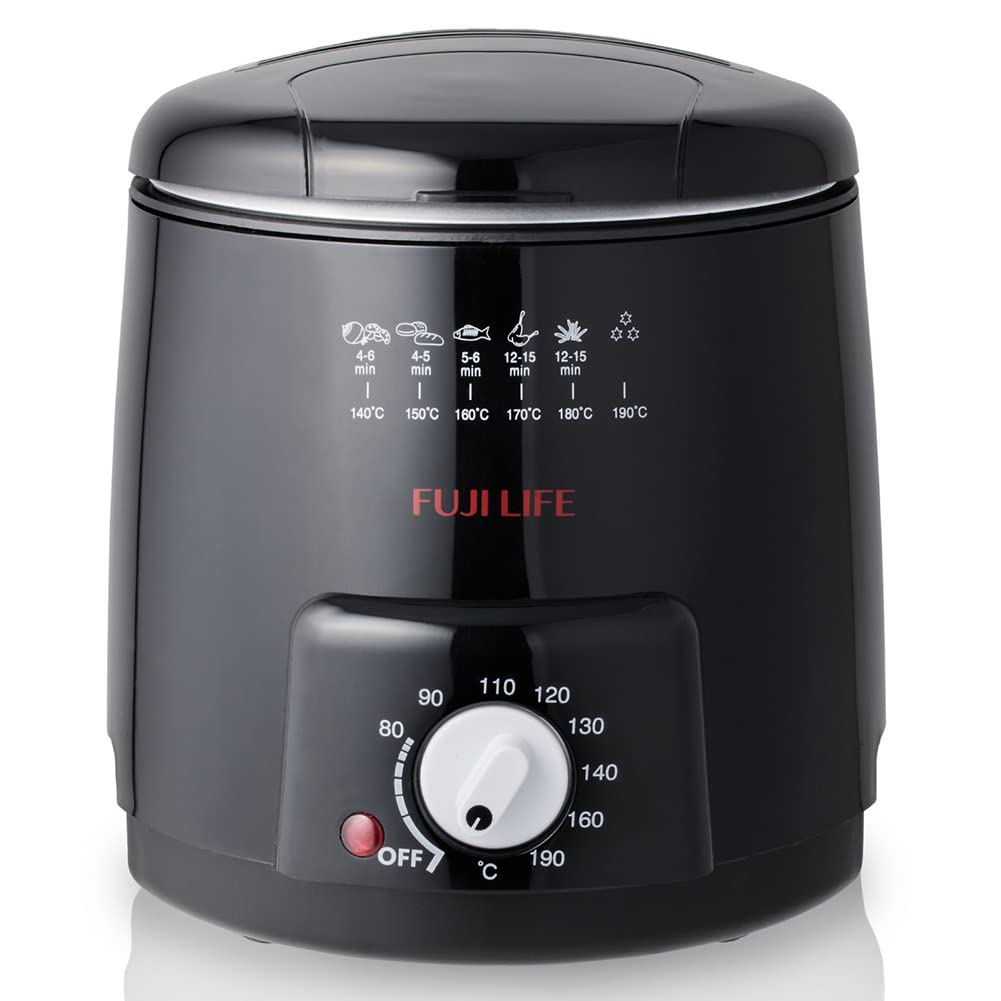 【FaFe】ノンフライヤー 電気フライヤー フライヤー 家庭用 卓上 火を使わない 電源ランプ 湯量目盛 バスケット付き お手入れカンタン (ブラック)