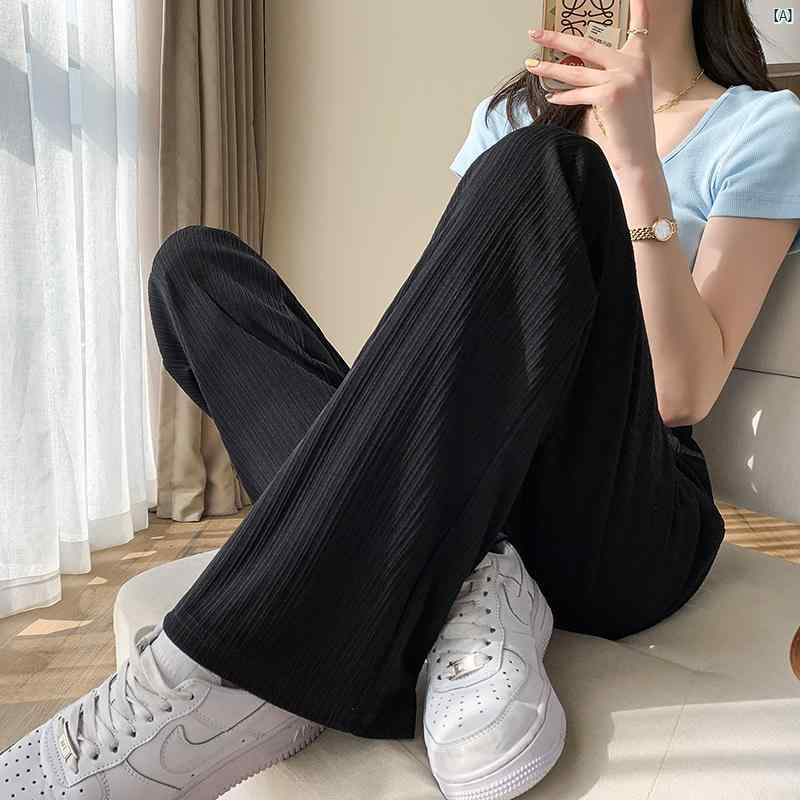 冷感 カジュアル パンツ レディース 春夏 薄手 スリム ドレープ ワイド レッグ ストレート 床 拭き