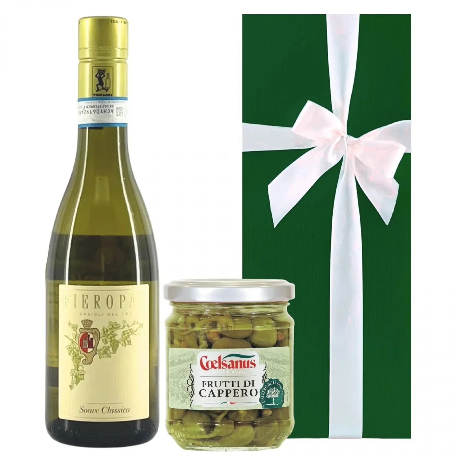 [ワインギフト] イタリア フレッシュな白ワインのハーフボトルと珍しい枝付きケッパーのセット ギフト箱入り ピエロパン ソアーヴェ クラッシコ [ラッピング付] 5,217円