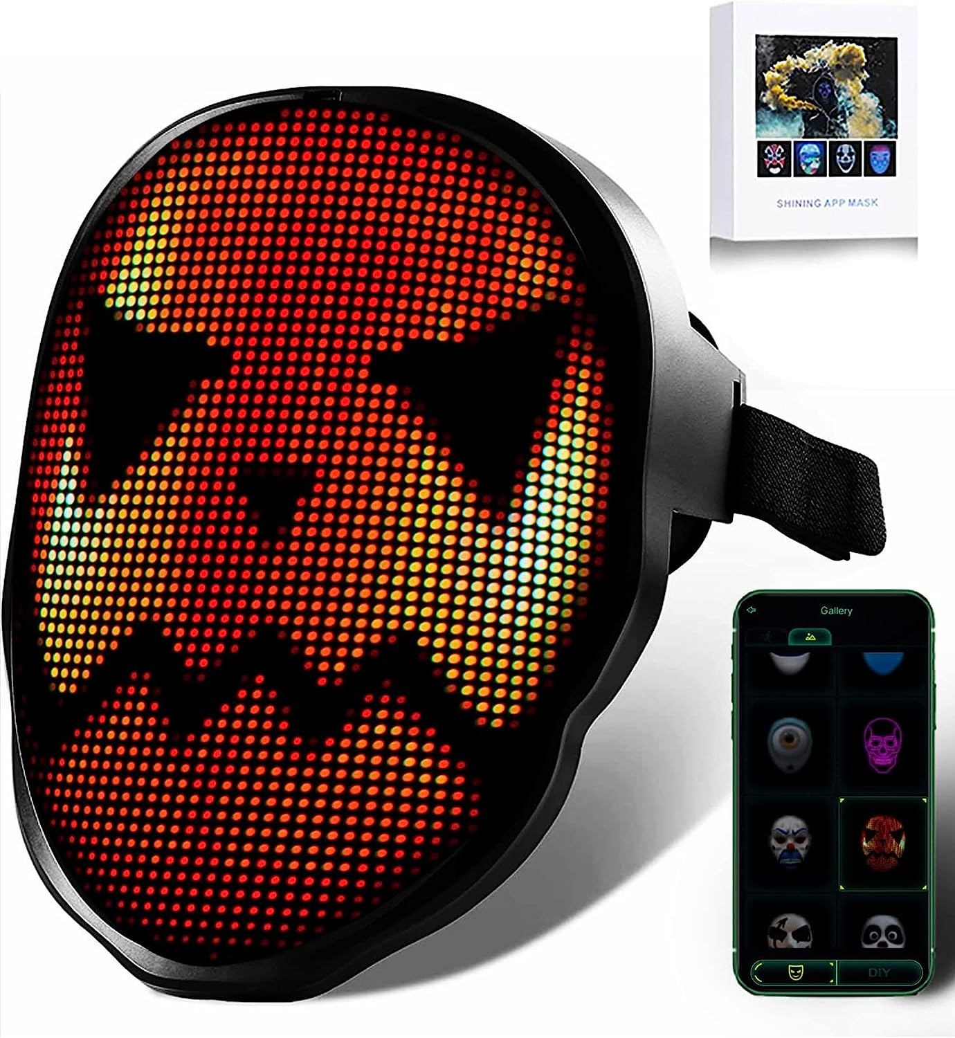 ハロウィン cosplay変装 仮面 光るマスク LEDマスク LED仮面 フェイスカバー おもしろグッズ お化け屋敷 10ヶ国語対応 USB充電 雰囲気満点 ハロウィンパーティー道具 雰囲気作り 学