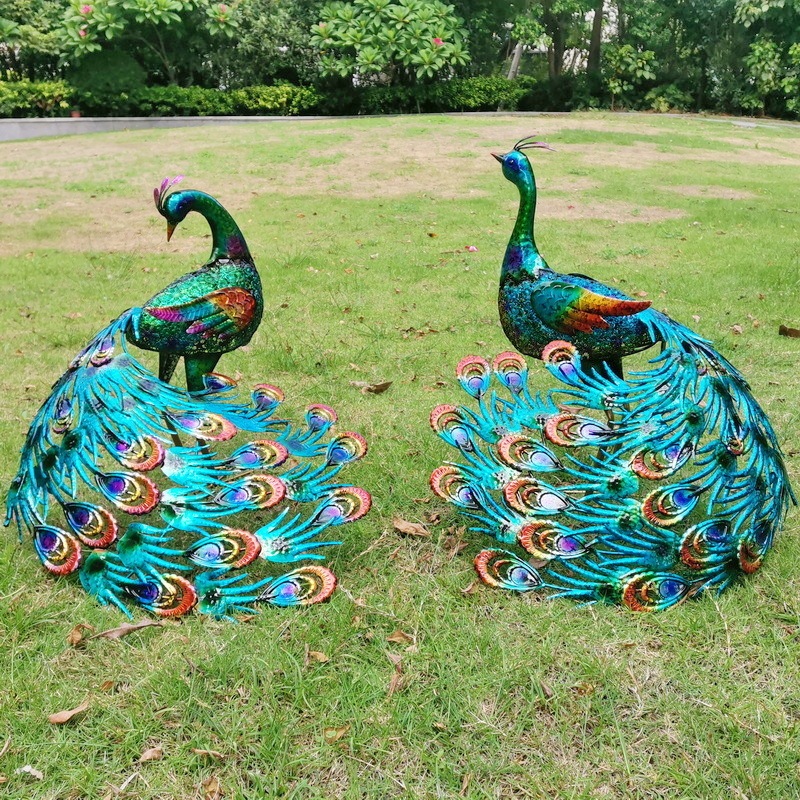 孔雀 ピーコック 綺麗 美しい 大きい 尾 おしゃれ 屋外 庭 芝生 ガーデニング 置き型 置物 オブジェ モダン インテリア 9,144円
