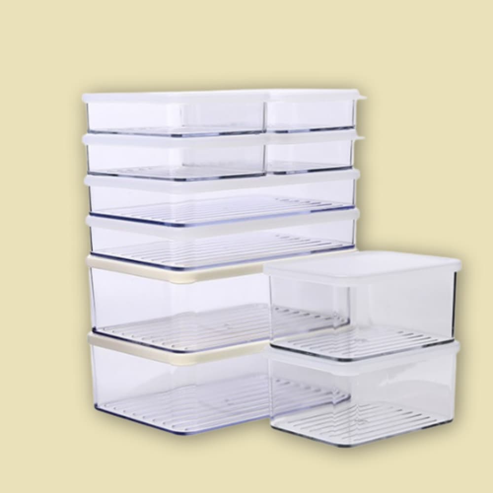 安全な冷蔵庫食材保管容器4種セット(計10P)洗練された冷蔵庫実利食品保管容器