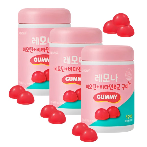 [1+1+1]ビオチンプラス ビタミンB 欧米 ゼリー 210g 60錠（3箱）桃味/エネルギー充電 コラーゲン エラスチン にんじん 江南豆/サプリメント