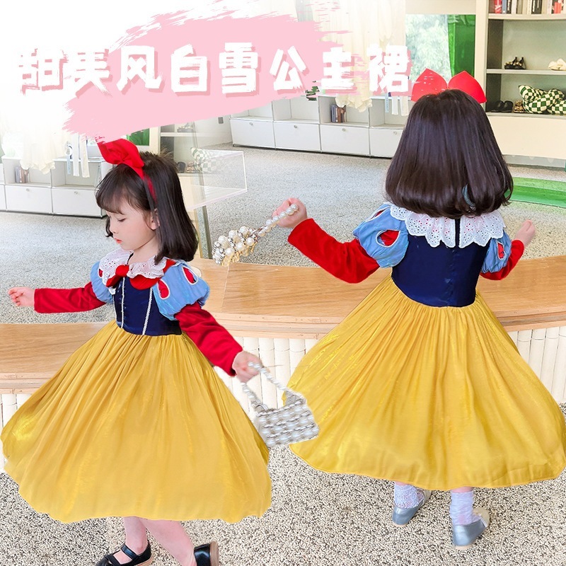 女の子重工業ドレス2022春秋子供長袖ベビー女の子白雪姫ドレス