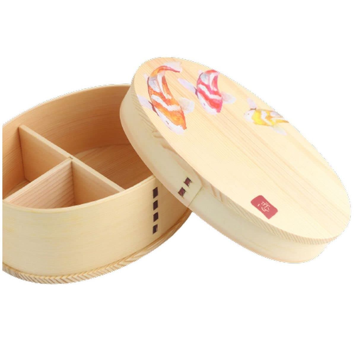 j-kitchens 曲げわっぱ 弁当箱 18cm × 13.5cm × 6.8cm 700ml ウレタンコーティング/絵：蒔絵調紀州加工 Current model