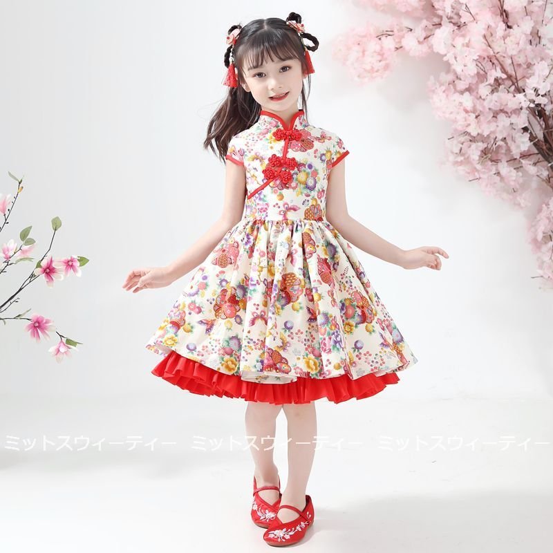 チャイナドレス ミニ チャイナ風ワンピース キッズドレス 女の子 子供 ドレス ピアノ発表会 セレモ