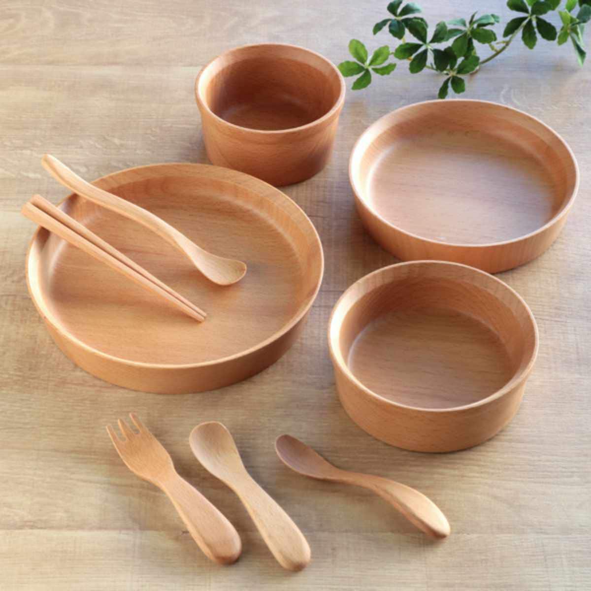 子供用食器 9点セット GRANDek SUNSHINE 木製 天然木 ビーチ ギフトセット 食器セット 子供用 ベビー 木 お食い初め 食器 セット 皿 カトラリー 割れにくい おしゃれ