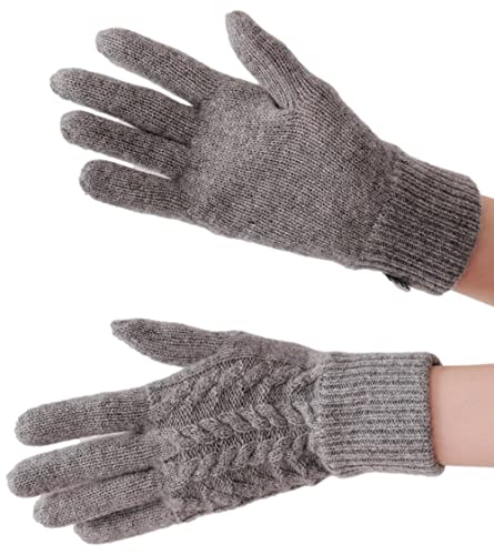 [エル] ふわトロ 肌に 優しい カシミヤ100% ケーブル柄 ダブルカウス 無地 レディース ニット 手袋 クリスマス プレゼント ギフト ブランド ロゴ ケース付 (FREE, チャコール（ケーブ 5,140円