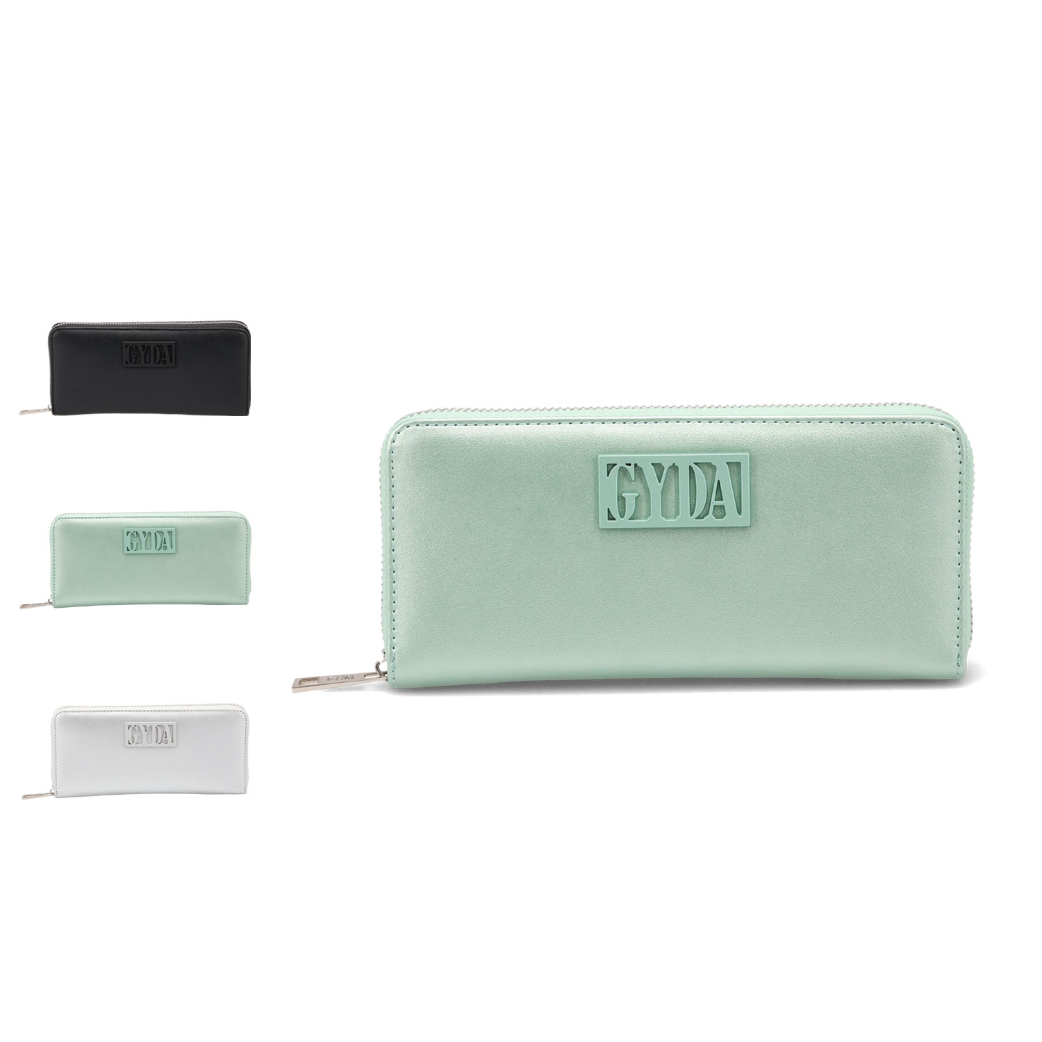 長財布 レディース ラウンドファスナー ブラック グリーン シルバー 黒 GY-W201