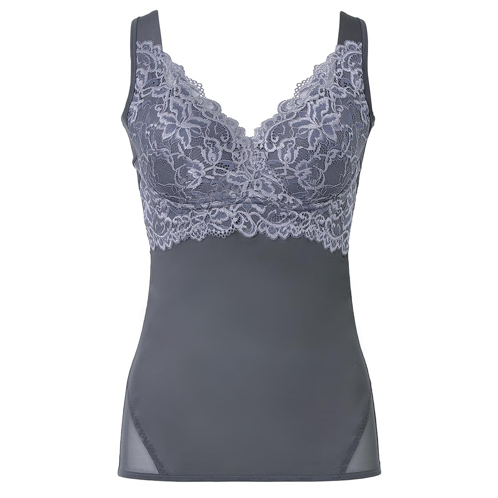 [ブラデリス ニューヨーク] ノンワイヤー補整ブラキャミ ビューティフルレースハートフルカップブラキャミ25 ロイヤルグレー M